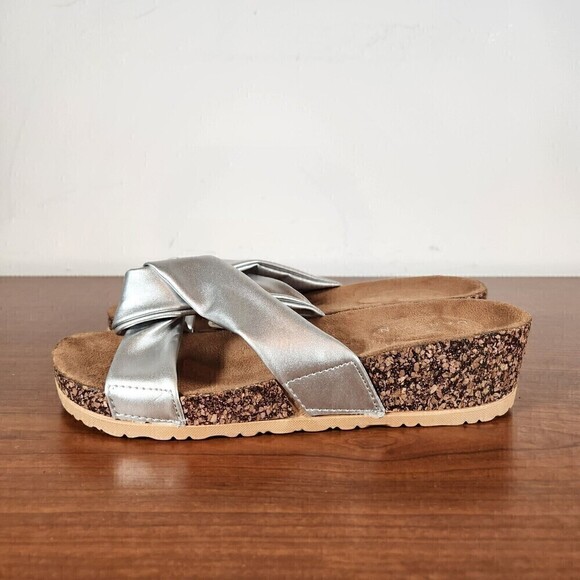 Danskin  Womens Silver  Comfort Slide  Wedge  Sandals Size 9 EU 40 - Picture 1 of 12